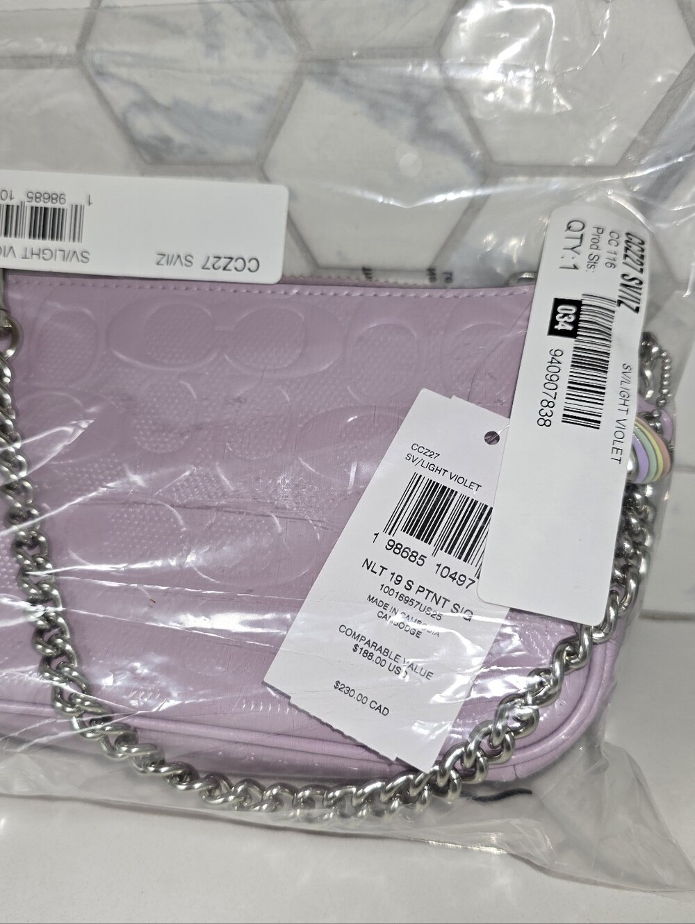 NWT Coach Nolita 19 Siver/violet - Picture 11 of 16